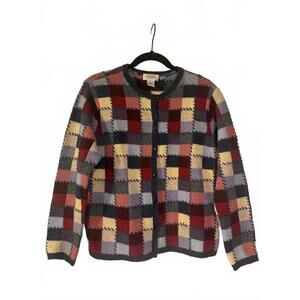 Vintage Talbots 100% Wool Patchwork Cardigan Petites L